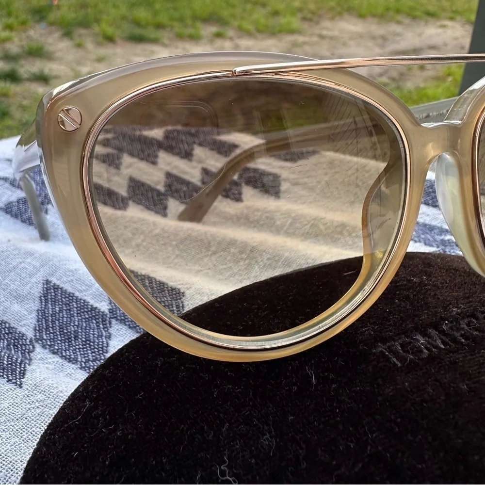 Tom Ford Edita Sunglasses TF384 58mm cat eye gray gradient yellow grey